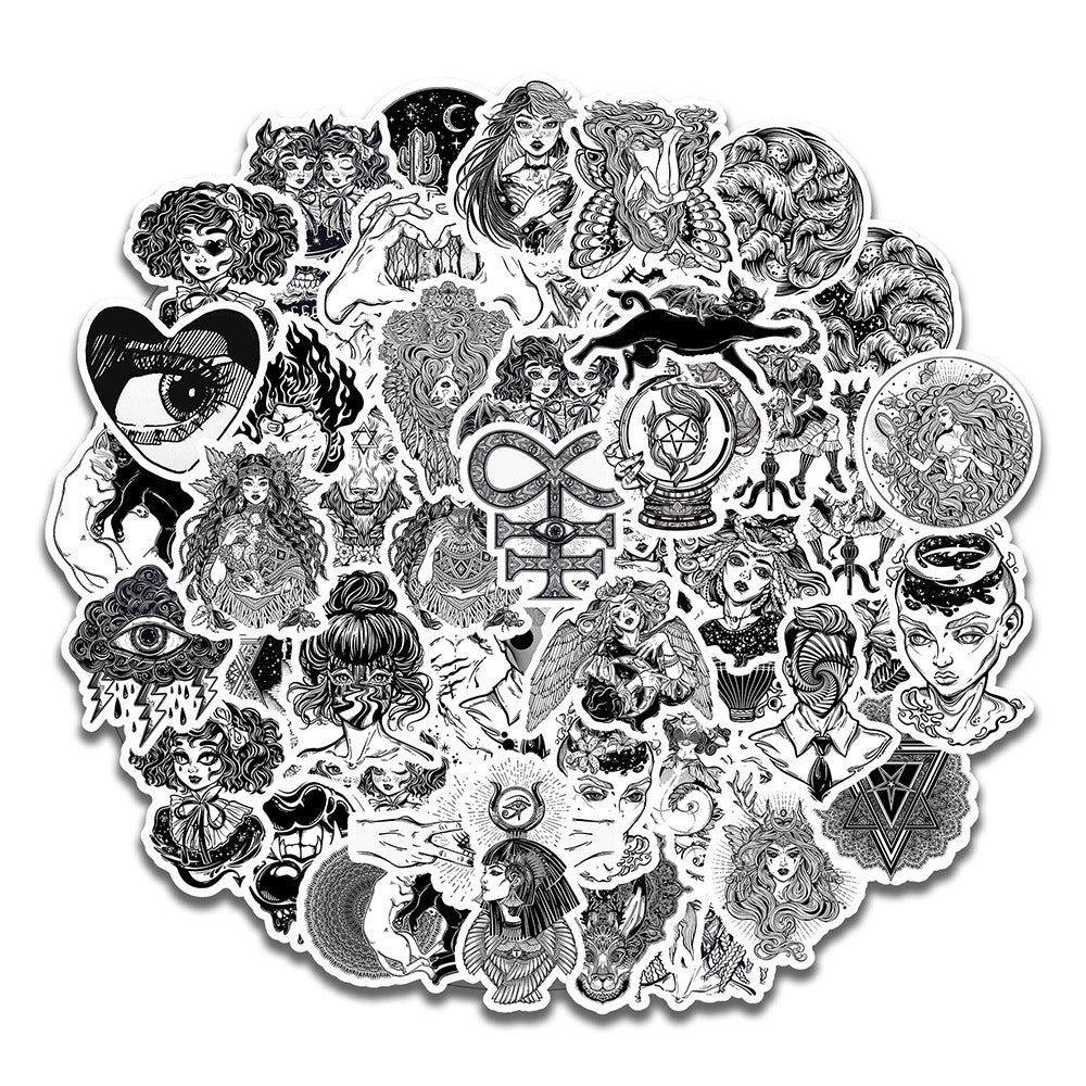 black and white gothic stickers
