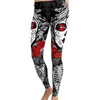 Large size skull print tattoo tight pants Halloween pants