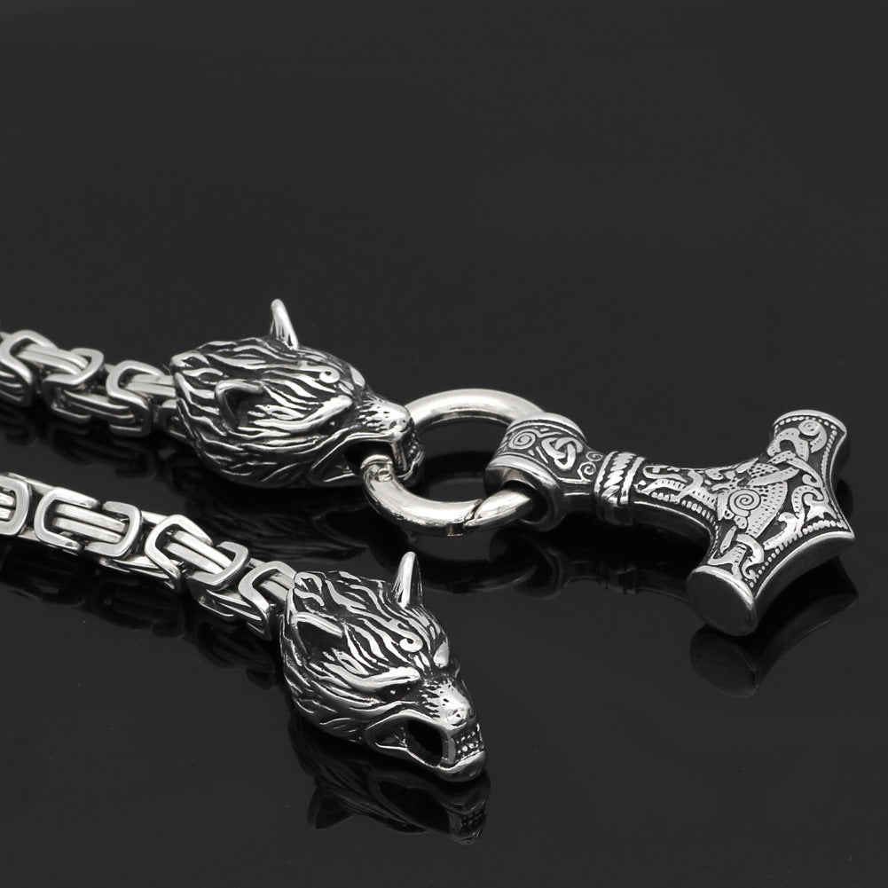 Viking Wolf Chain Titanium Steel Necklace