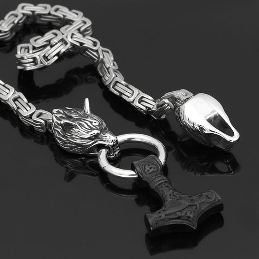 Viking Wolf Chain Titanium Steel Necklace