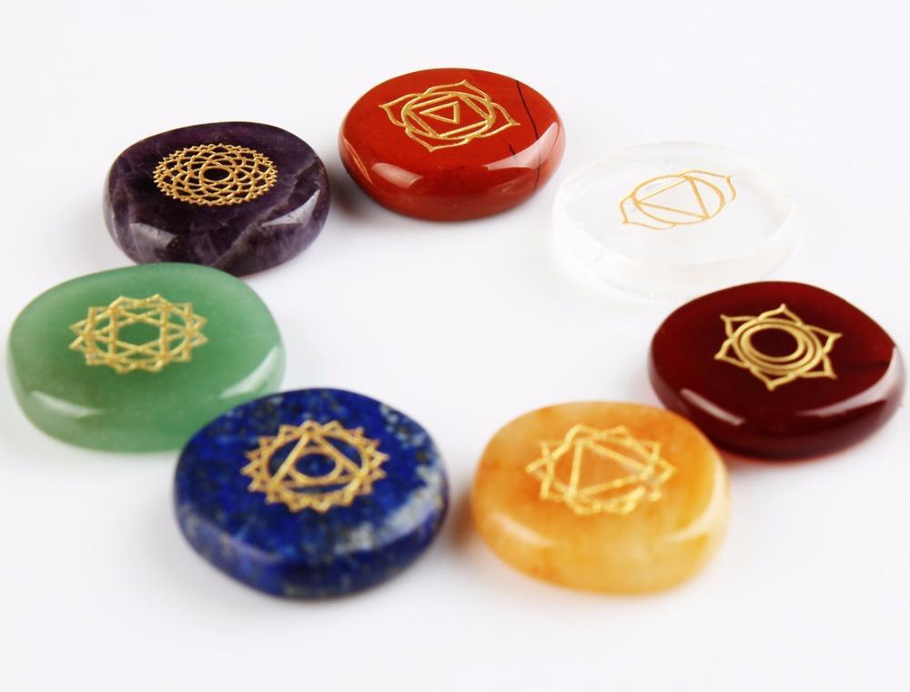 7 Chakras Palm Stones