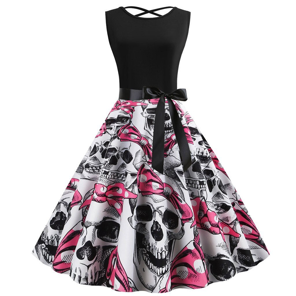 Skulls and Bows Vintage Dress