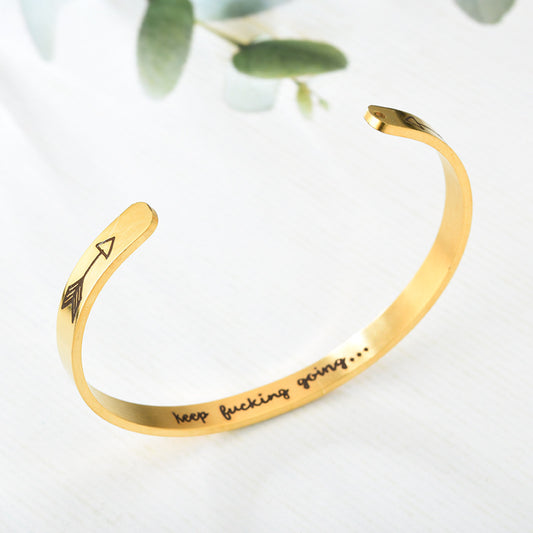 Keep F*King going... Arrow Gold Plated bracelet