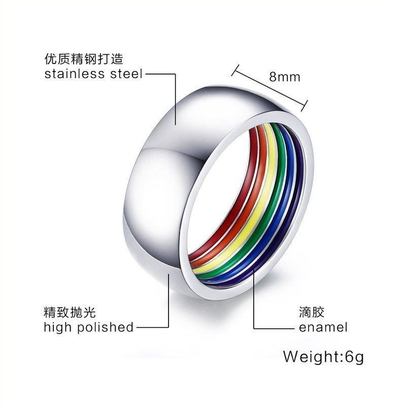 Rainbow Ring 8MM Stainless Steel
