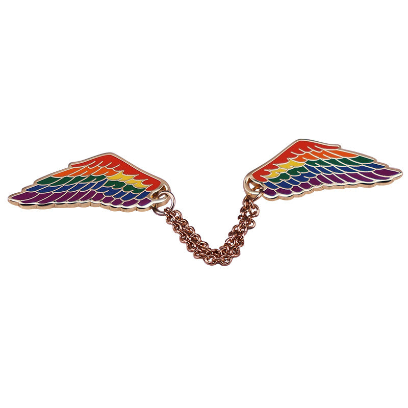 Rainbow Wings Brooch With Chain