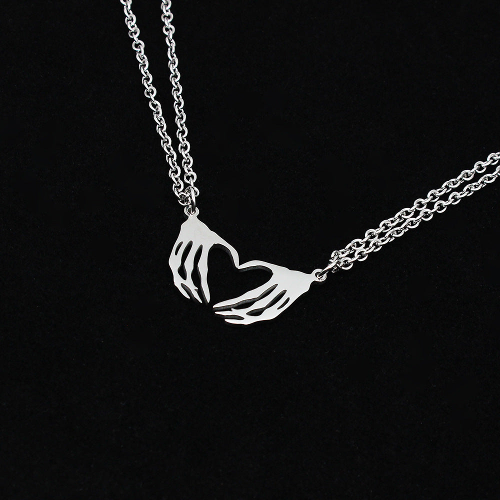 Couples Skeleton Hand Necklaces