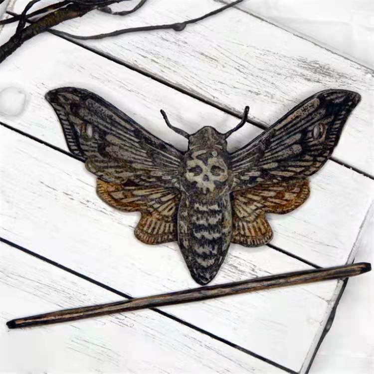 Moth and Skull Hairpins