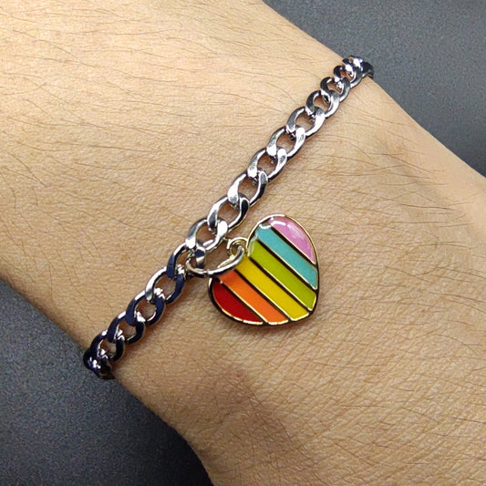 Rainbow heart pride bracelet