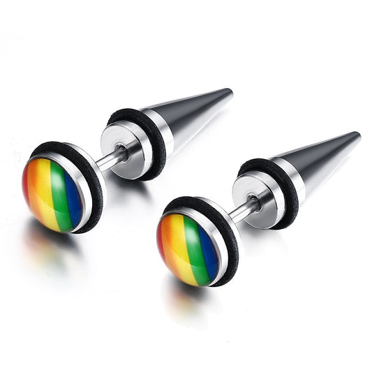 Rainbow Pride Faux Gauge Earrings