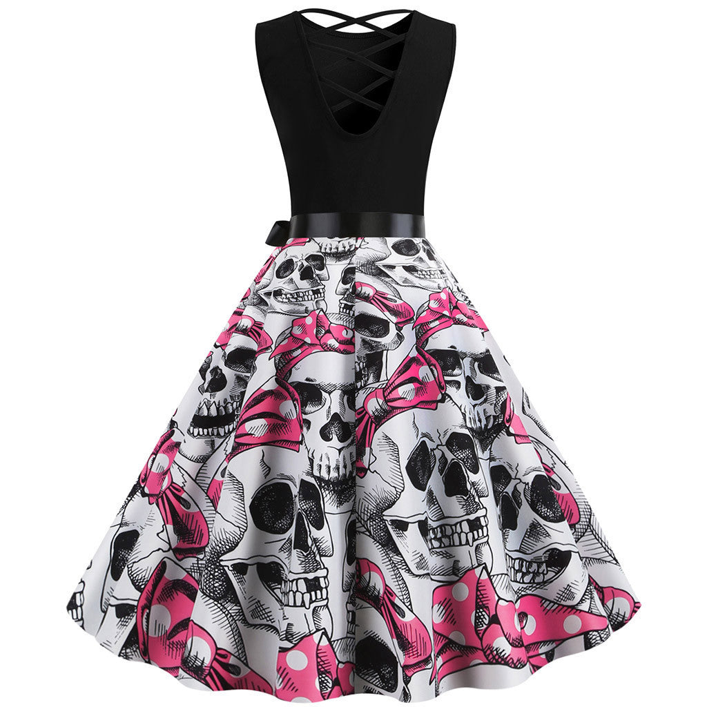 Skulls and Bows Vintage Dress