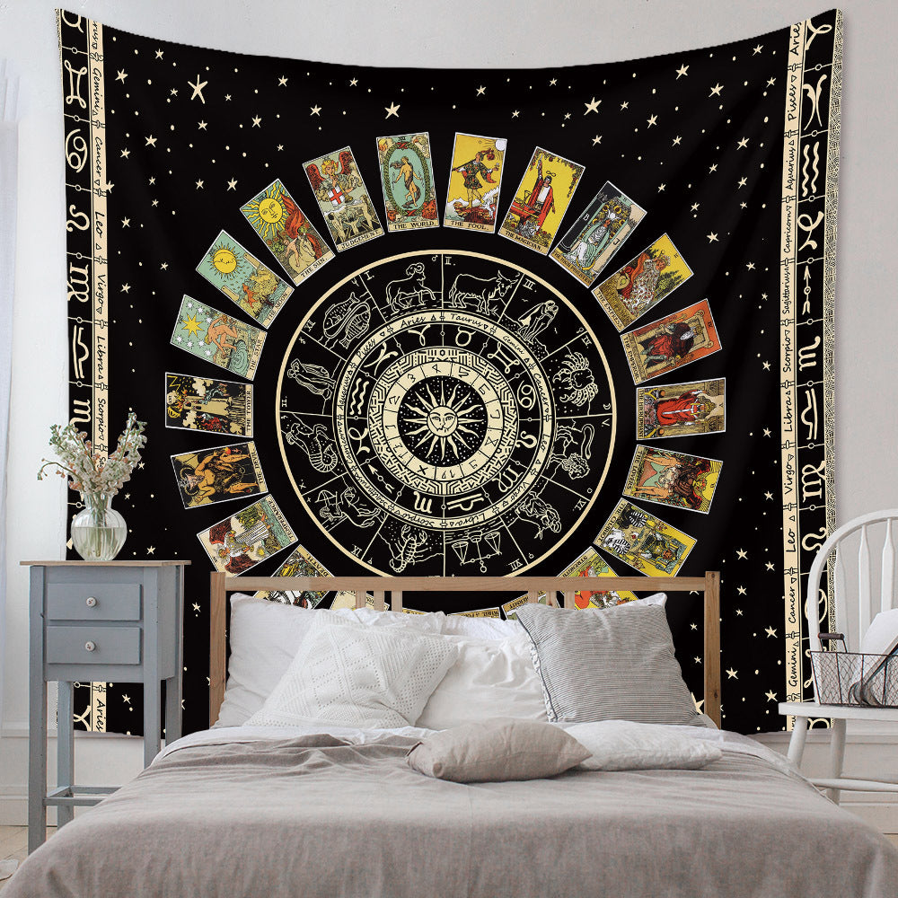 Dekorativer Wandteppich mit Tarot-/Sternzeichenkalender