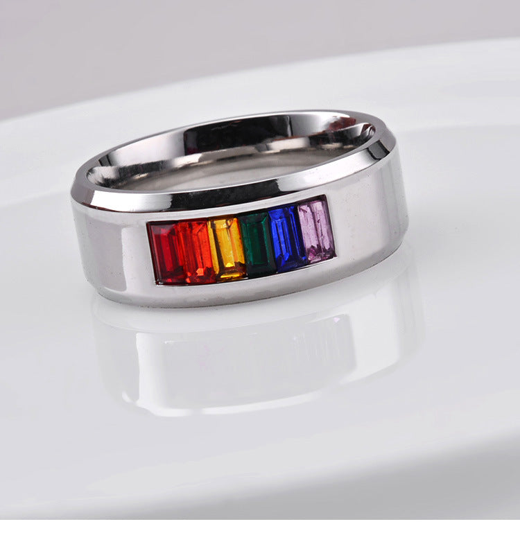 Six-color Rainbow Flag Pattern Ring