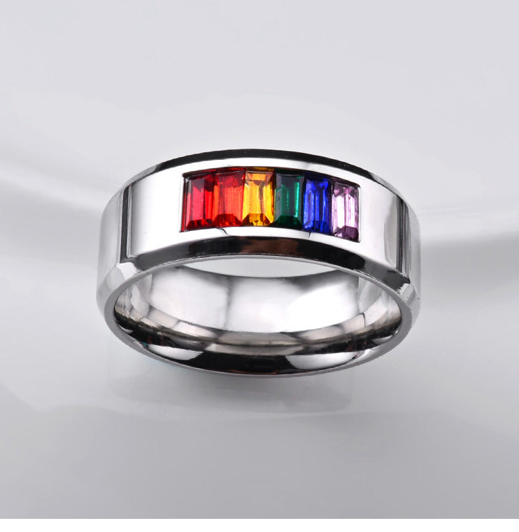 Six-color Rainbow Flag Pattern Ring